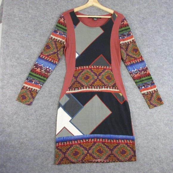 Desigual Dresses & Skirts - Desigual Art to Wear Womens Bodycon Knit Mini Dress Long Sleeve Large 348